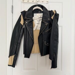 Maison Martin Margiela deconstructed Black and Tan Leather Jacket - RARE